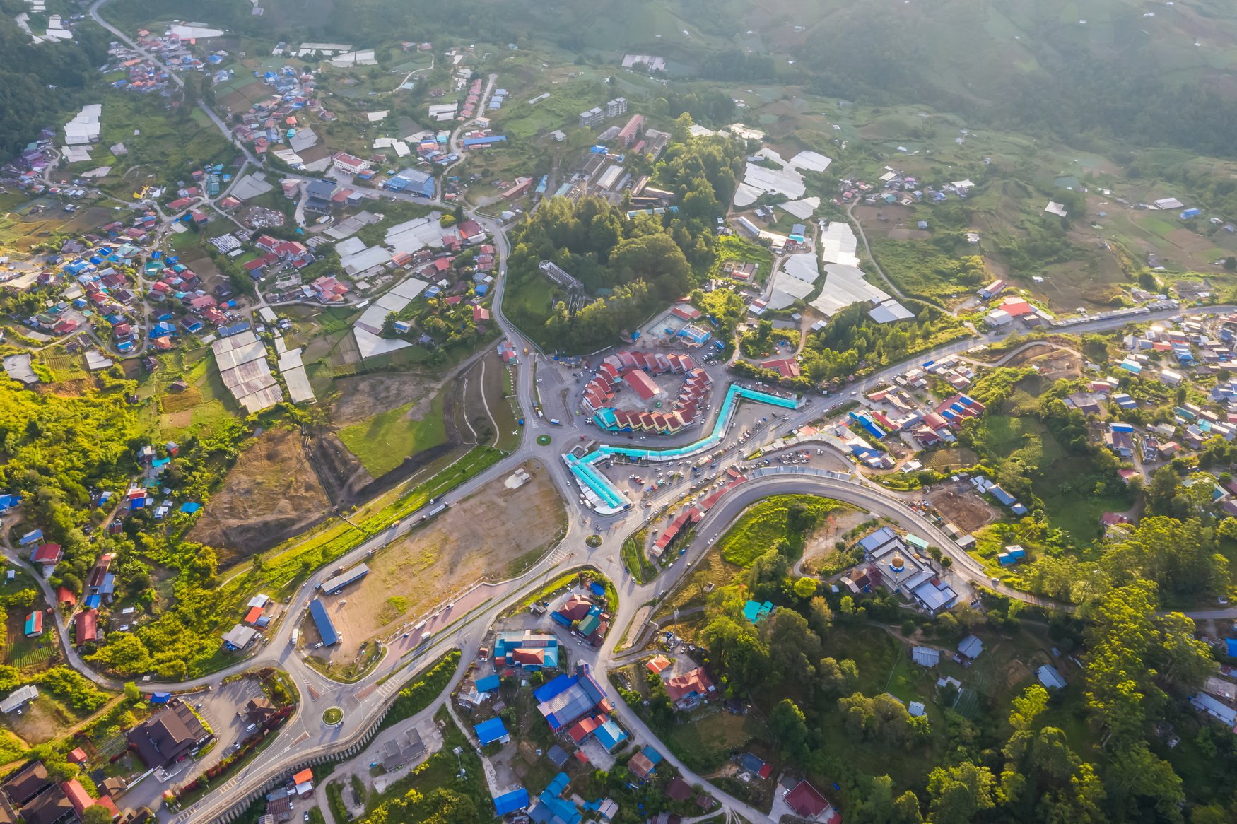 Beautiful aerial view of Kundasang Town.