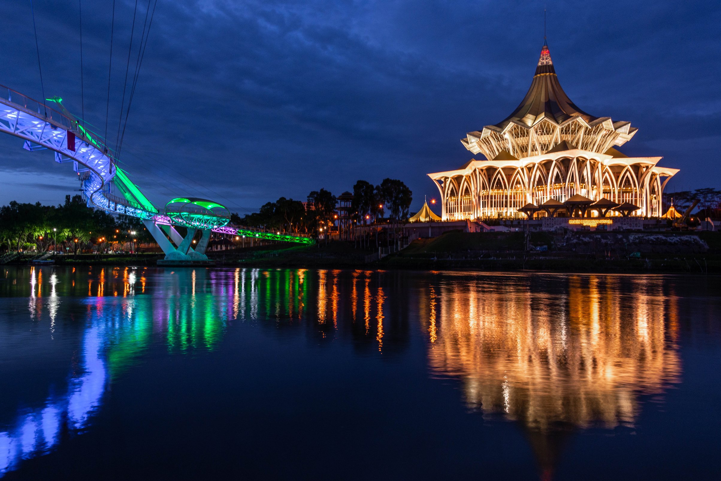 Sarawak River waterfront at Kuching Borneo