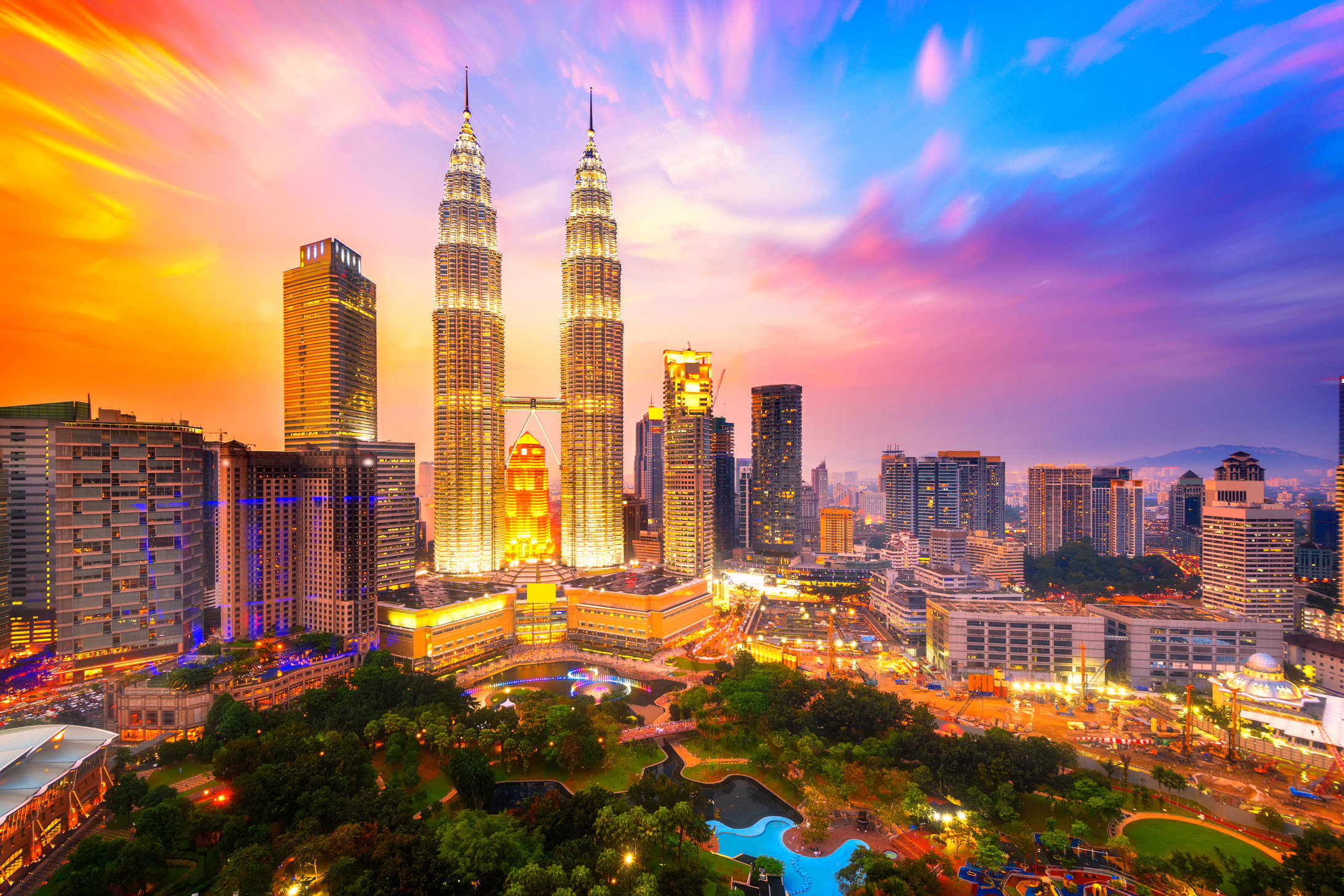 Kuala lumpur city skyline at dusk, Kuala lumpur Malaysia